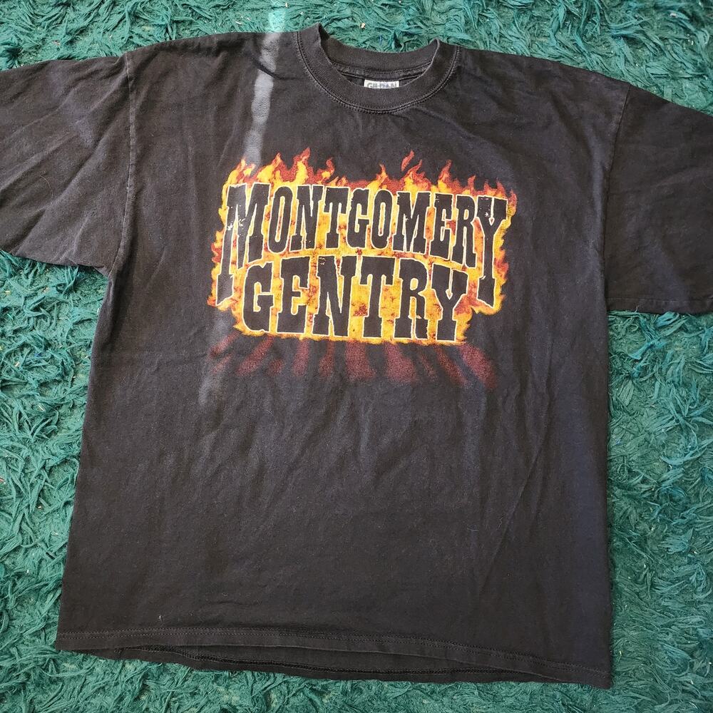 Vintage 1999 Montgomery Gentry Lonely & Gone Flame Country T Shirt XL